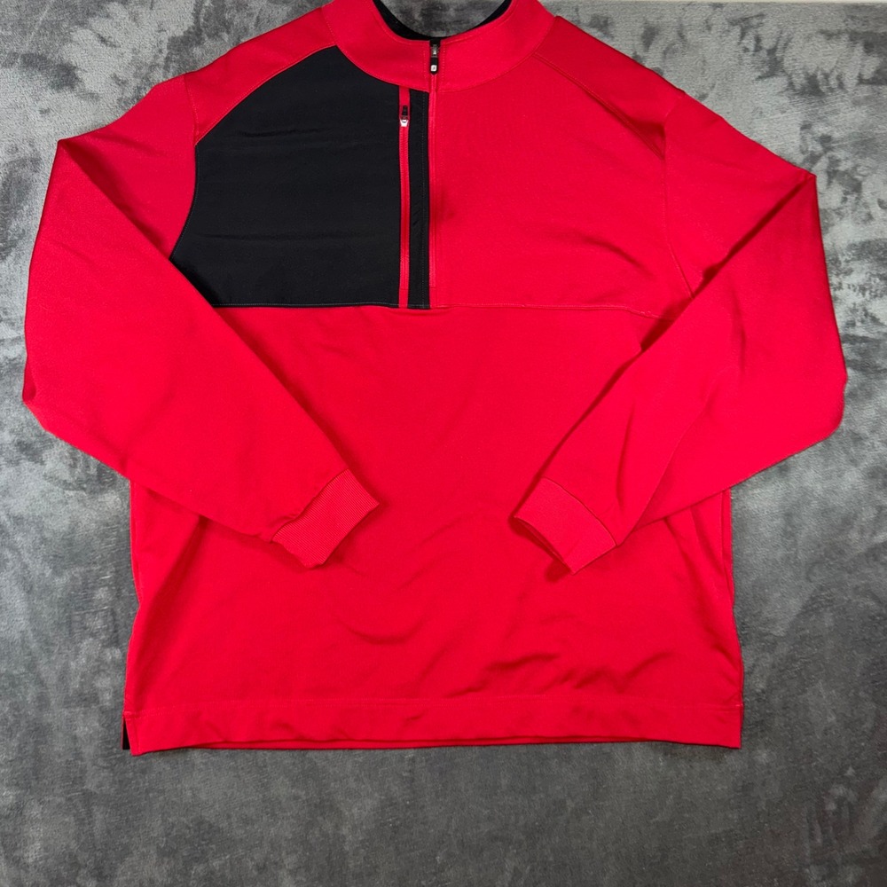 Mens XL FootJoy Pullover Red Excellent 1/4 Zip Golf Performance Sweater